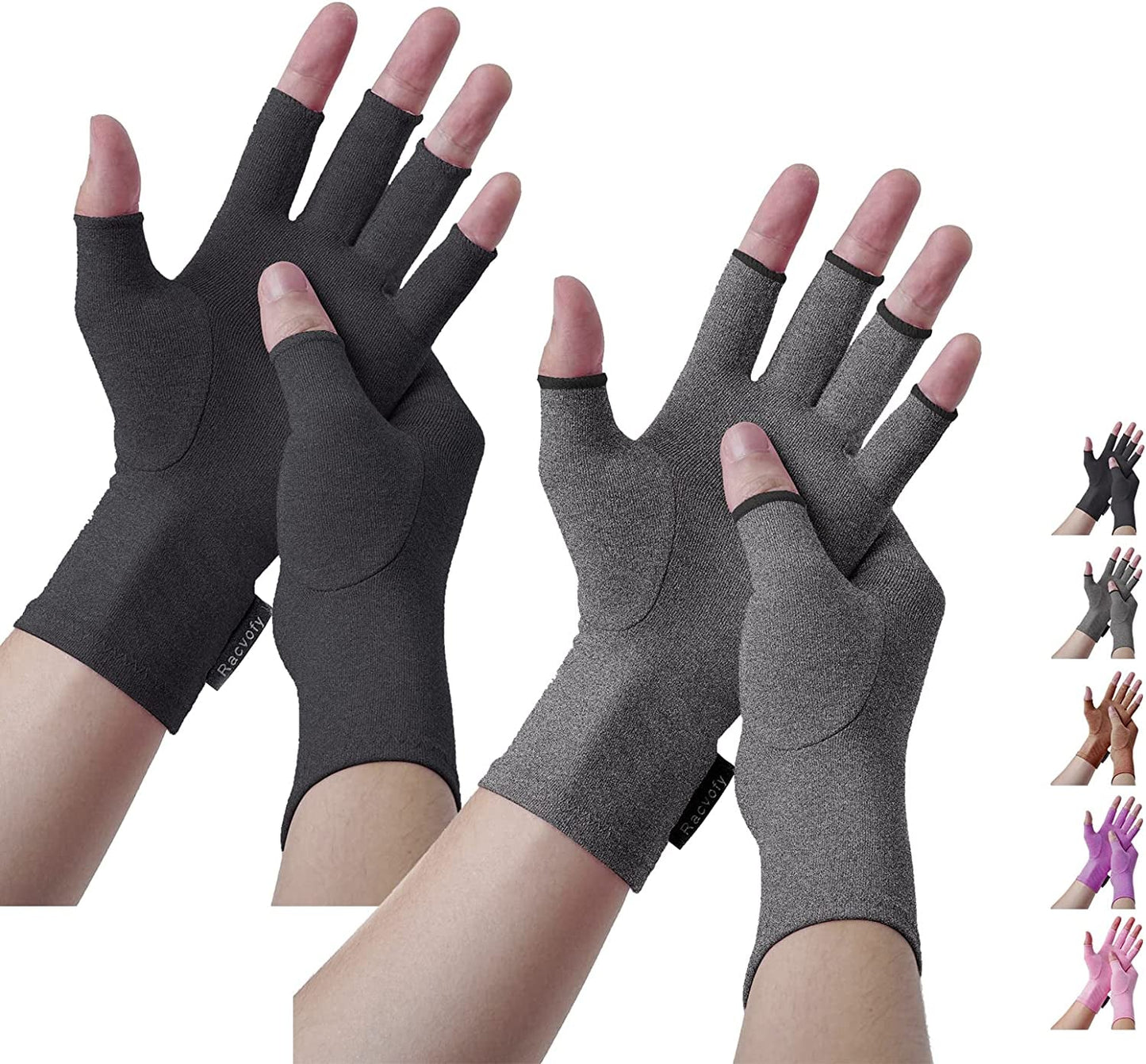 Racvofy Arthritis Gloves, Fingerless Gloves, Relieve Muscle Pain, Comfortable Fit Compression Gloves for Arthritis, Rheumatiod, Tendonitis, Carpal Tunnel Pain, Computer Typing, Dailywork (Grey, S)