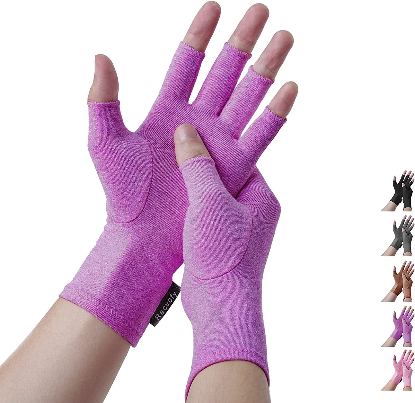 Racvofy Arthritis Gloves, Fingerless Gloves, Relieve Muscle Pain, Comfortable Fit Compression Gloves for Arthritis, Rheumatiod, Tendonitis, Carpal Tunnel Pain, Computer Typing, Dailywork (Grey, S)