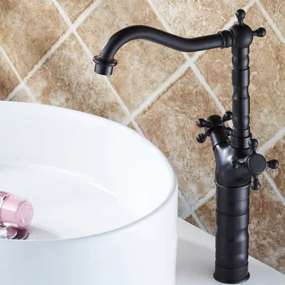 antique black dual handle bathroom faucet