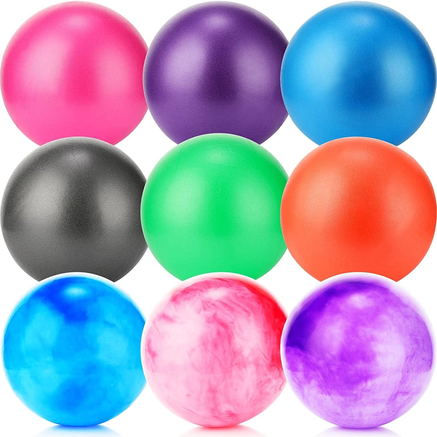 9 Pcs Small Pilates Ball Mini Exercise Ball 9 Inch Workout Ball Core Ball Soft Yoga Ball for Stability Barre Bender Training Stretching Physical Posture, Improves Balance