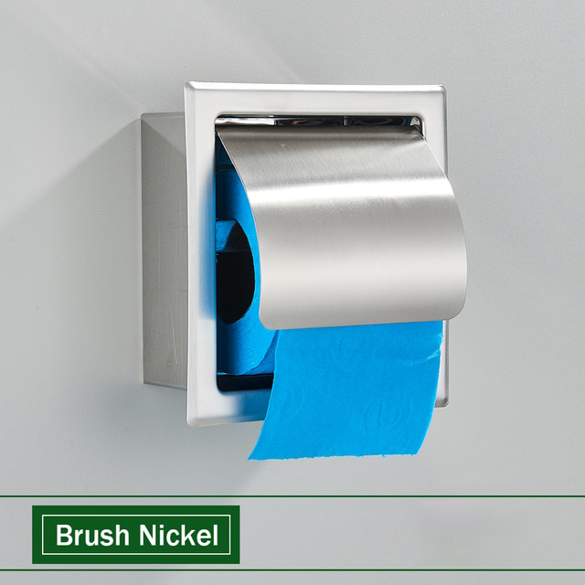 brushed nickel concealed bathroom tissue rack