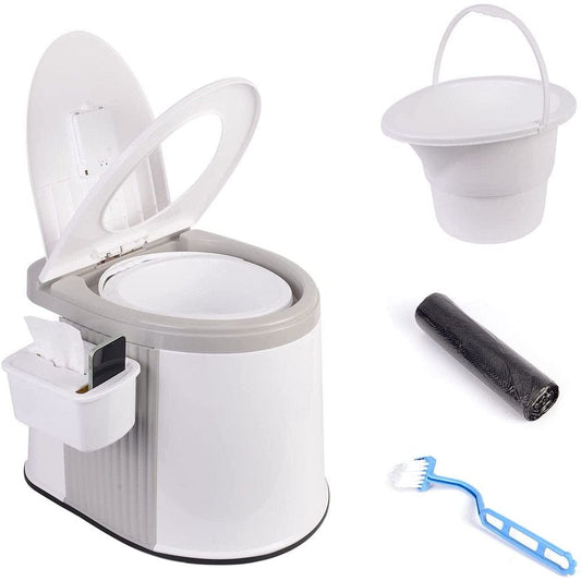 AEDILYS Portable Indoor & Outdoor Travel Toilet, 5.3 Gallon, White/Gray