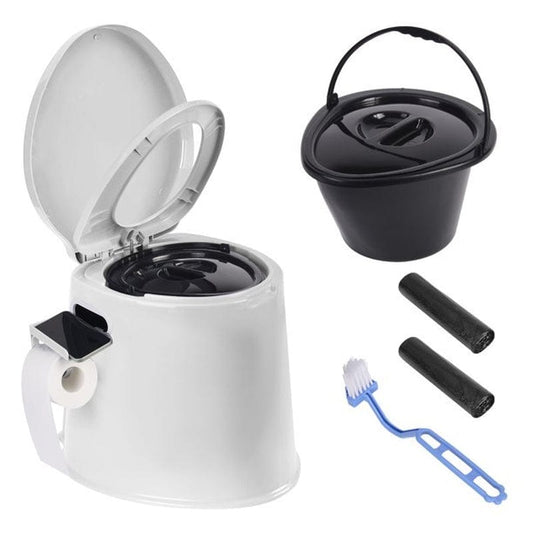 AEDILYS Portable Travel Camping Toilet, 5.3 Gallon, White