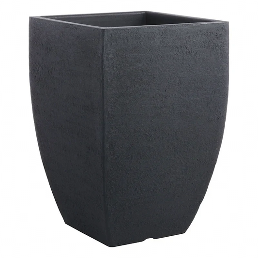 Catcci All-Weather Lead Black Modern Square Outdoor Planter, Medium