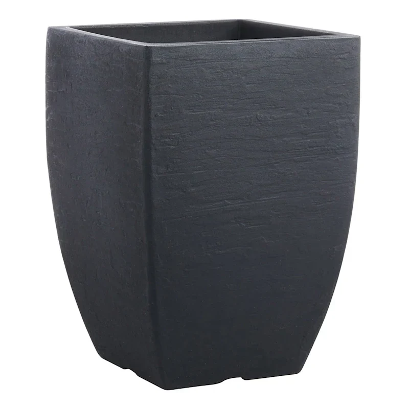 Catcci All-Weather Lead Black Modern Square Outdoor Planter, Small
