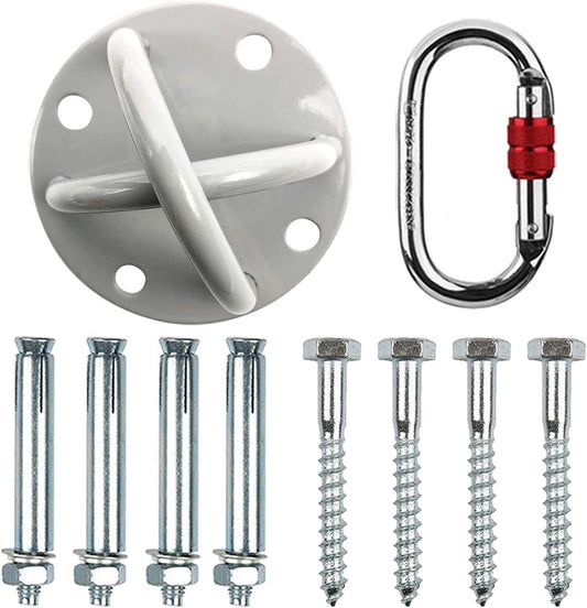 Anchor Ceiling Mount with Carabiner for Yoga Swing Olympic Rings Anchor Wall Mount for Suspension Straps Fitness Trainer Brackets Battle Rope for Home & Gym