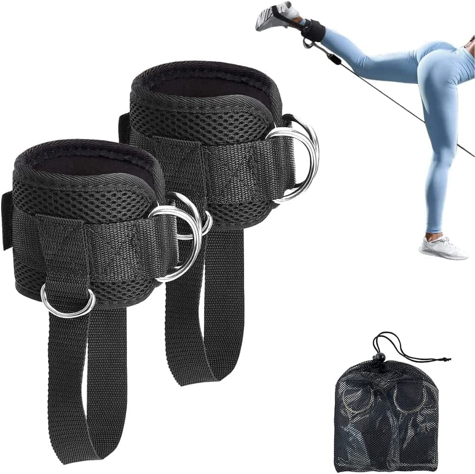 Ankle Straps for Cable Machines,Adjustable Comfort Fit Neoprene, Reinforce Double D-Ring - Premium Ankle Cuffs to Improve Abdominal Muscles, Lift the Butts, Ankle Cuffs for Men & Women Gym Accessories