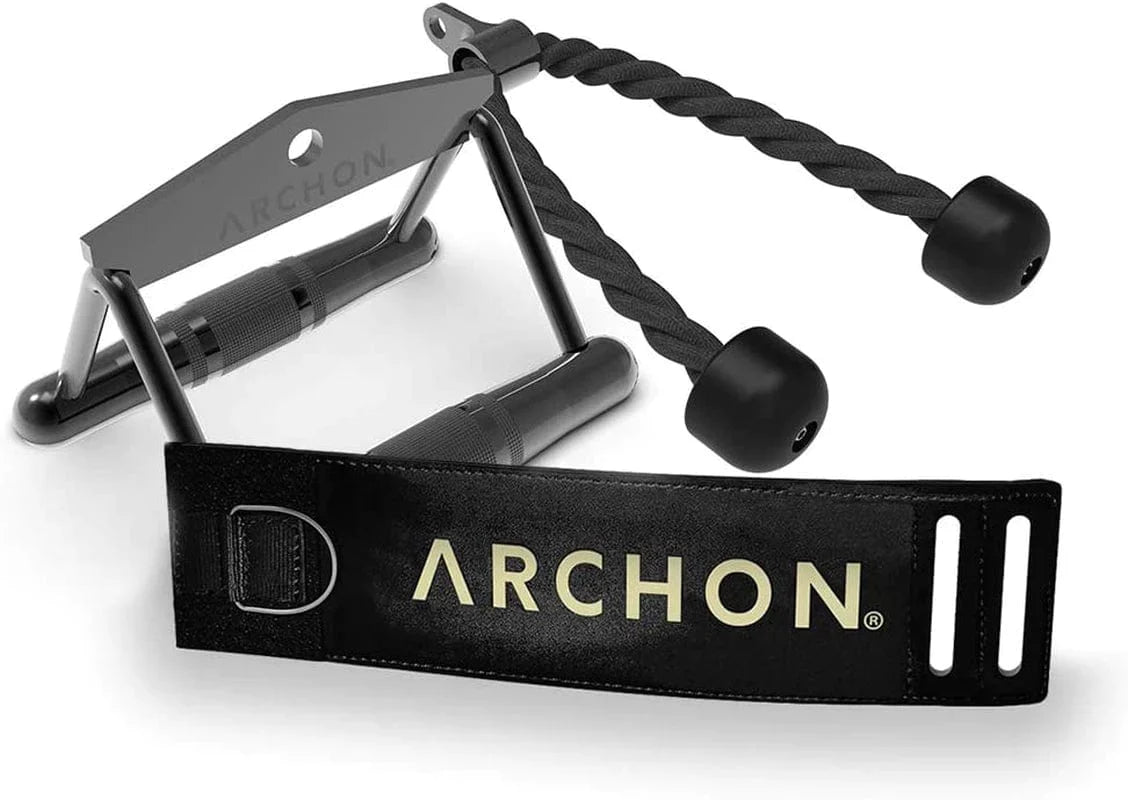 ARCHON Fitness Cable Attachments | LAT Bar Attachment | Triceps Rope Attachment | Triangle Row Attachment | Straight Bar Attachment | Arm Workouts | Biceps Triceps | Back Workouts | Cable Exercises