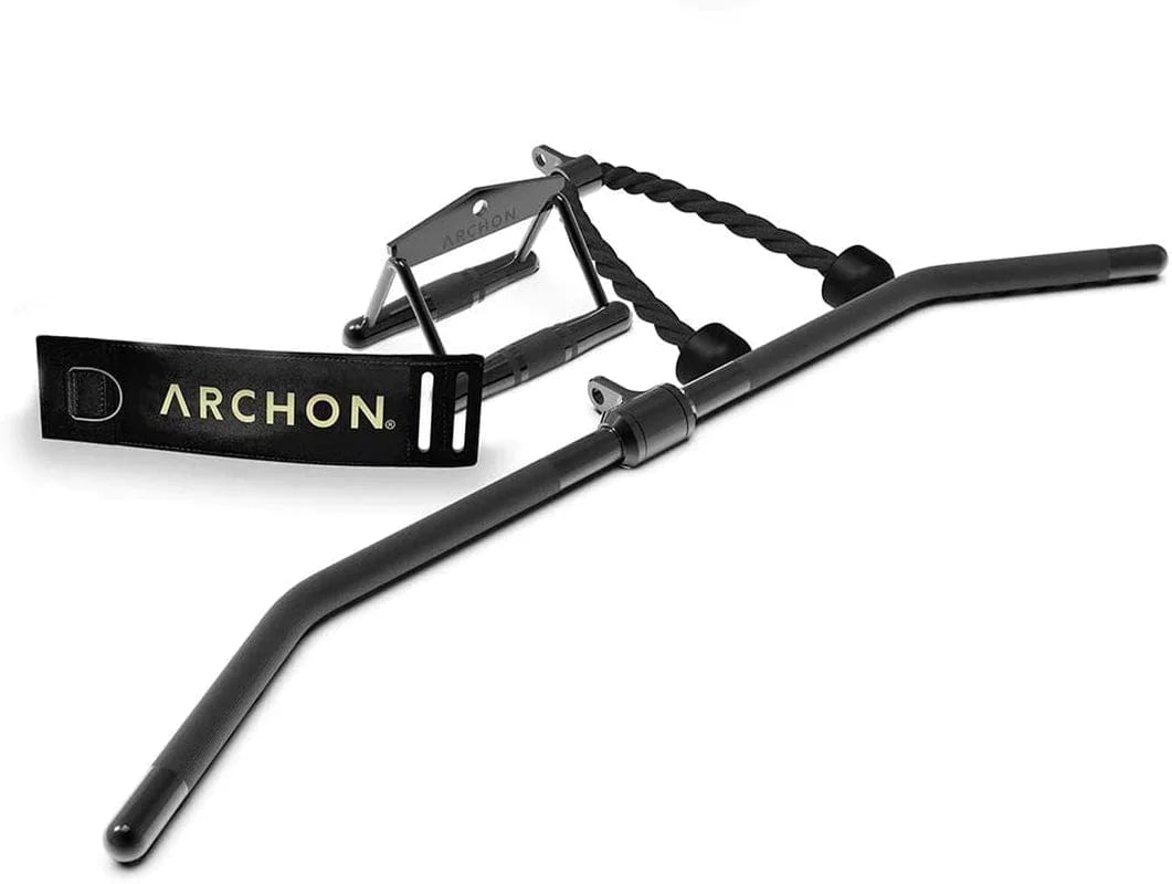 ARCHON Fitness Cable Attachments | LAT Bar Attachment | Triceps Rope Attachment | Triangle Row Attachment | Straight Bar Attachment | Arm Workouts | Biceps Triceps | Back Workouts | Cable Exercises