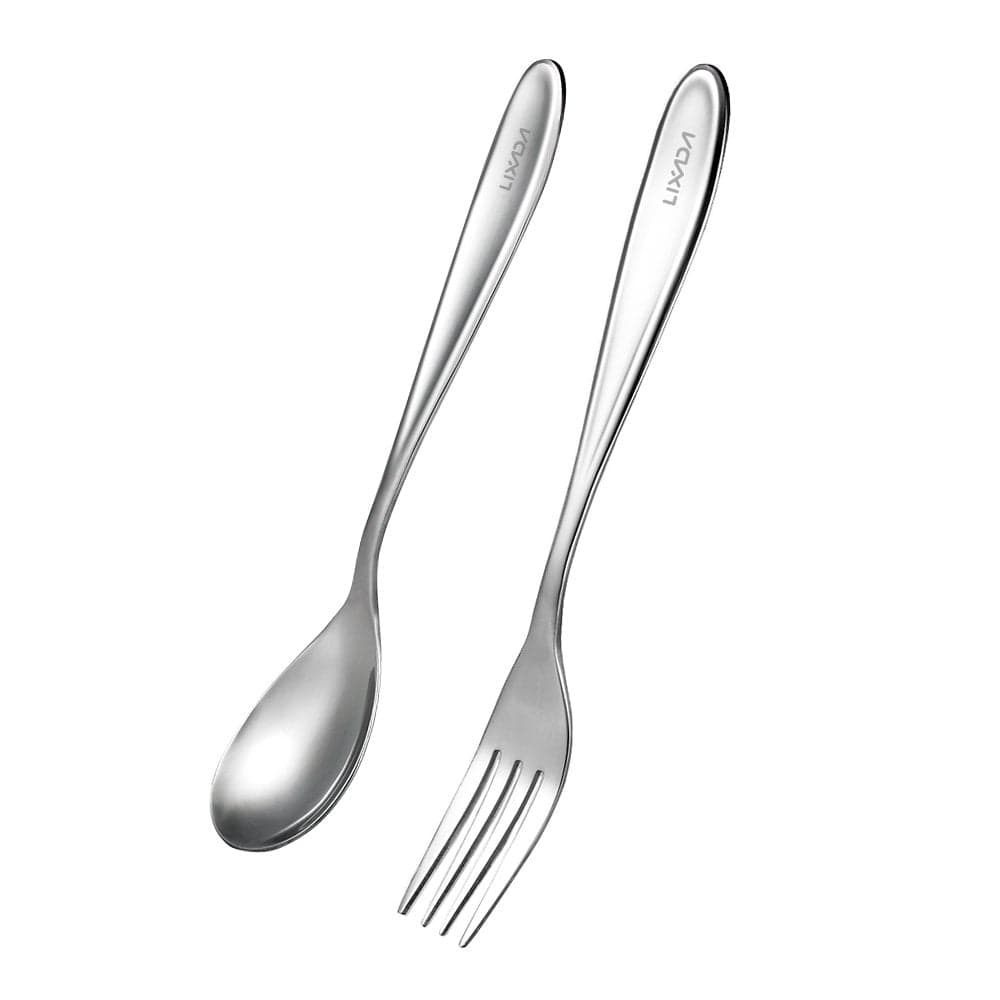 Arealer Titanium Spoon Fork Cutlery Set Lightweight Full Length Dinner Fork Spoon Home Outdoor Camping Hiking Backpacking