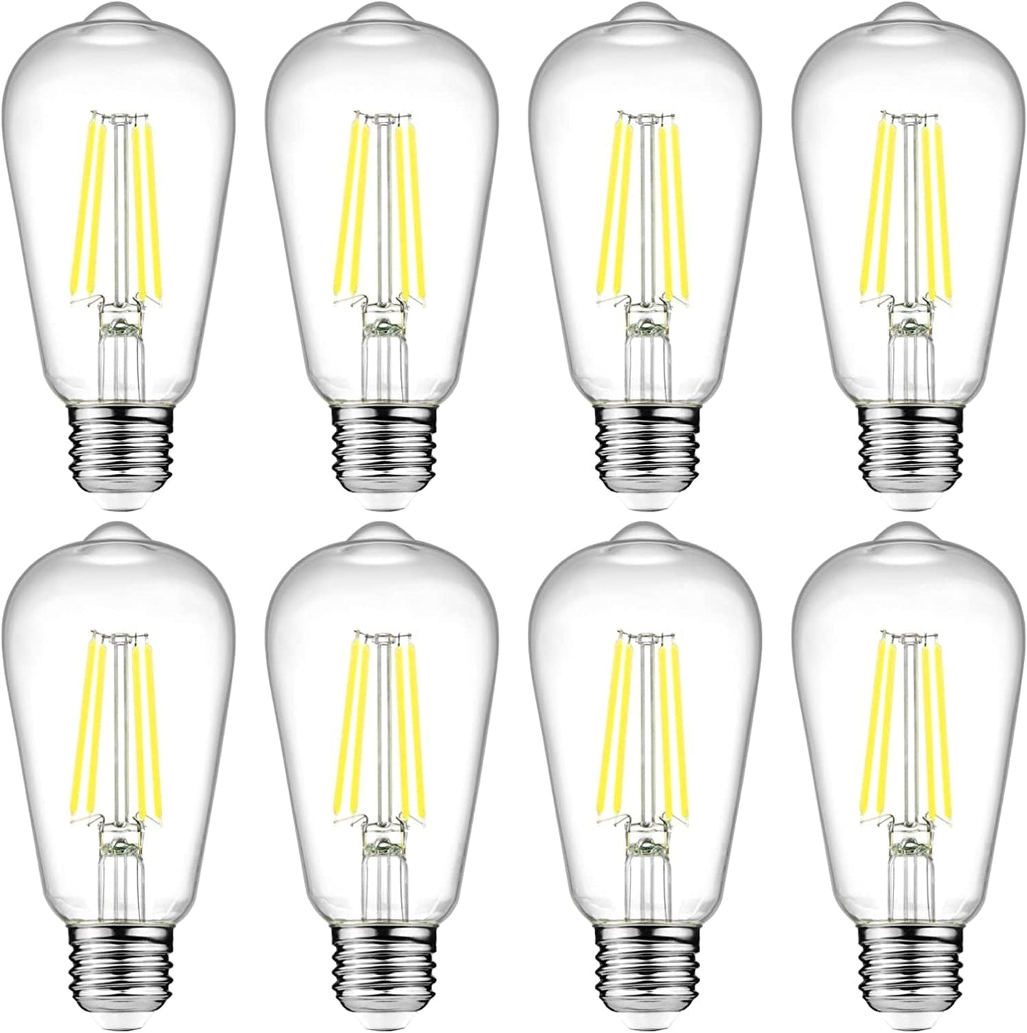 Ascher Vintage LED Edison Bulbs, 6W, Equivalent 60W, Non-Dimmable, High Brightness Warm White 2700K, ST58 Antique LED Filament Bulbs with 80+ CRI, E26 Medium Base, Clear Glass, Pack of 4