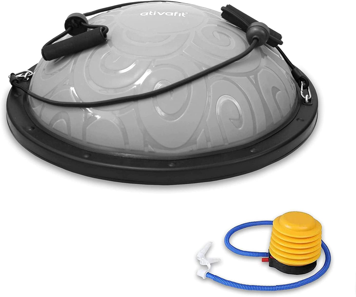 ATIVAFIT Balance Ball Half Exercise Ball Balance Trainer Inflatable Yoga Ball for Home Gym Workouts Core Strength Fitness Half Ball with Resistance Bands, Pump, Support to 660 Lbs