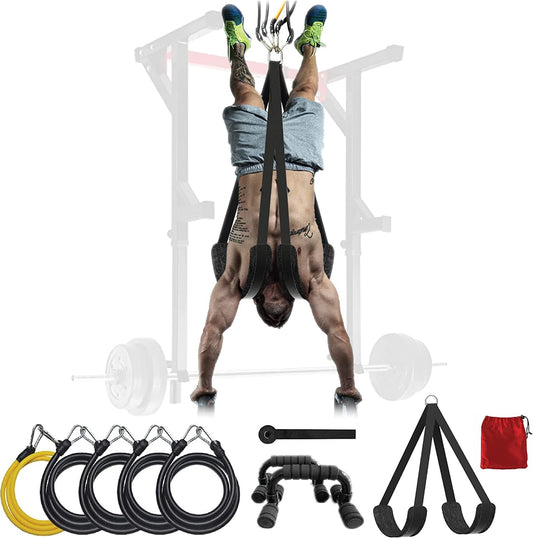 Atlas Inverted Human Barbell Rack Suspension Trainer for Assisted Push Exercises with Push up Bars for Strength Training Workouts and Handstand Training