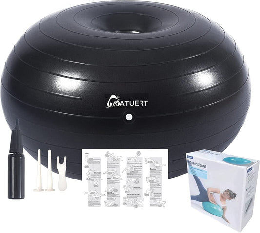 ATUERT Fitness Donut with Hand Pump, Stability and Strength Exercise, Core and Balance Training Inflatable Donut Ball Chair Cushion Seat for Classroom Home and Gym Workout