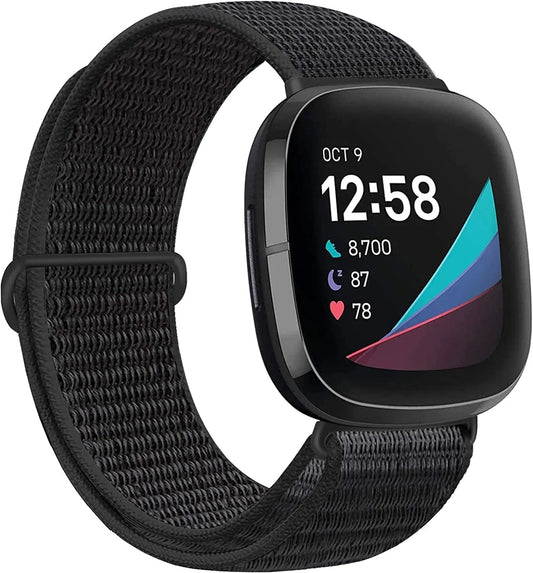 AVOD Nylon Bands Compatible with Fitbit Versa 3/Fitbit Sense, Soft Breathable Sport Adjustable Replacement Strap Women Man Wristband Accessories