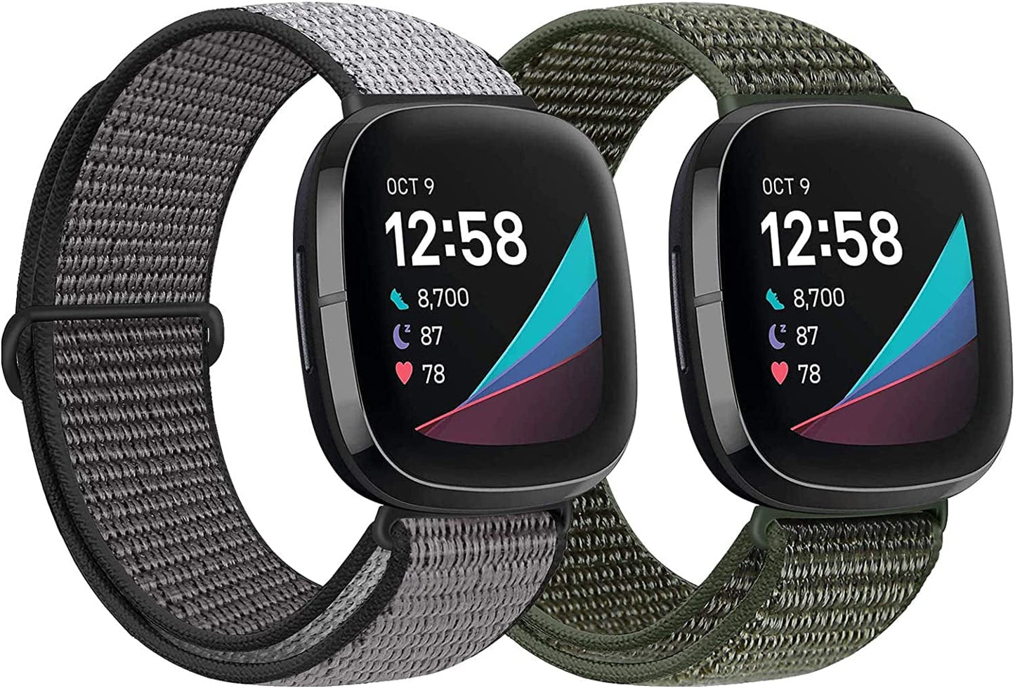 AVOD Nylon Bands Compatible with Fitbit Versa 3/Fitbit Sense, Soft Breathable Sport Adjustable Replacement Strap Women Man Wristband Accessories