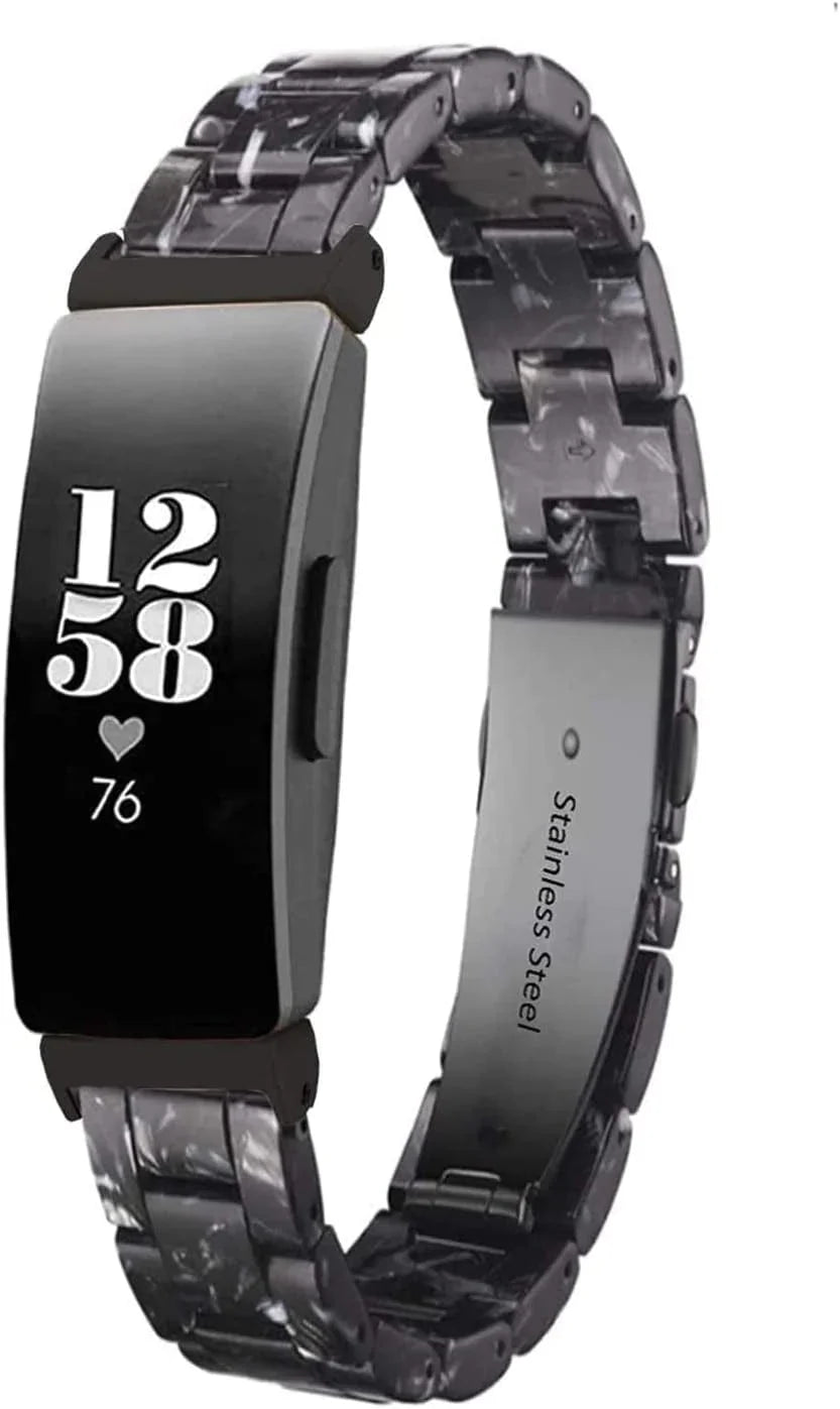 Ayeger Resin Band Compatible with Fitbit Inspire 2/Inspire Hr/Inspire/Ace 2 Fitness Tracker Women Men Resin Accessory Rose Gold Buckle Band Wristband Strap Blacelet(Tortoise-Tone)