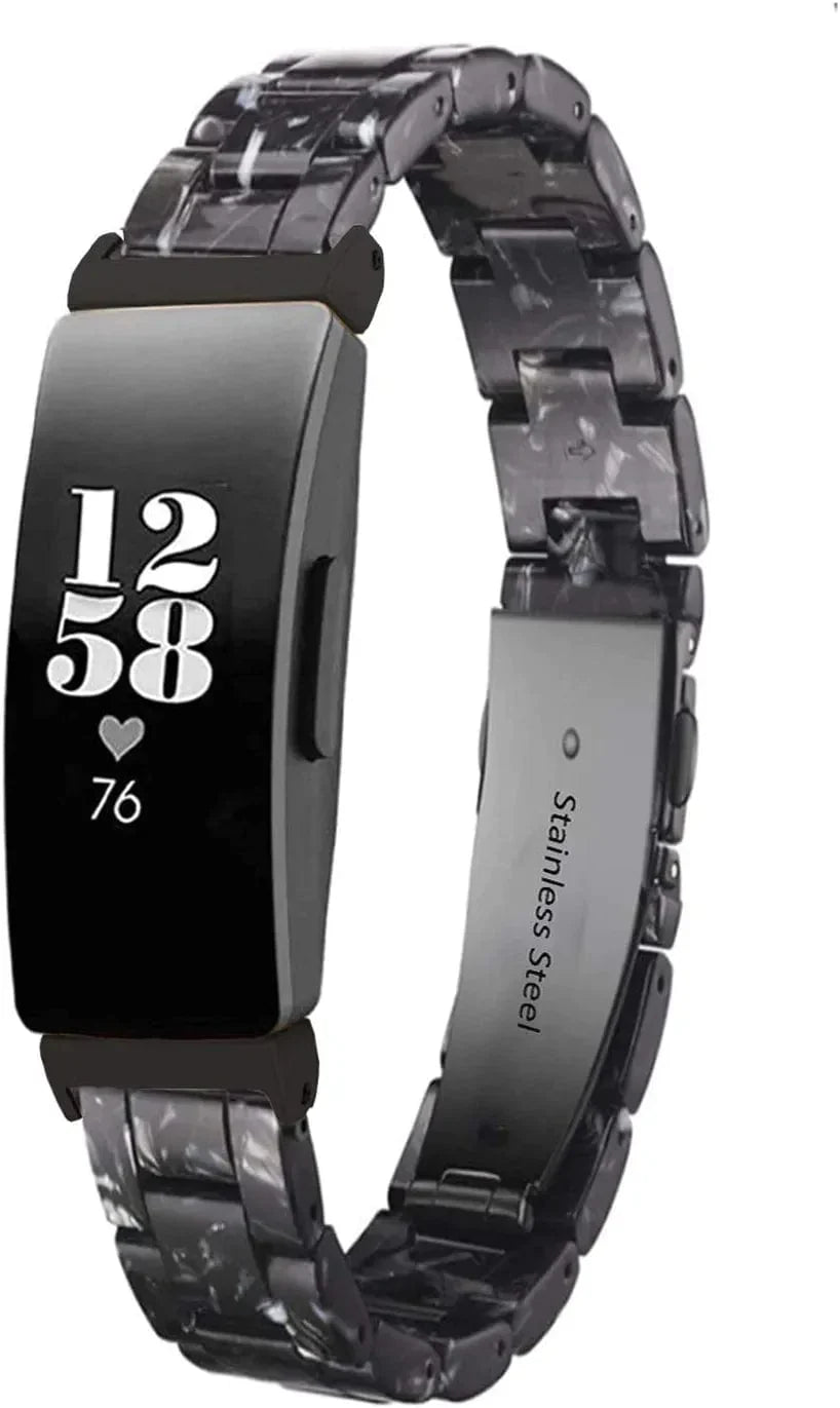 Ayeger Resin Band Compatible with Fitbit Inspire 2/Inspire Hr/Inspire/Ace 2 Fitness Tracker Women Men Resin Accessory Rose Gold Buckle Band Wristband Strap Blacelet(Tortoise-Tone)