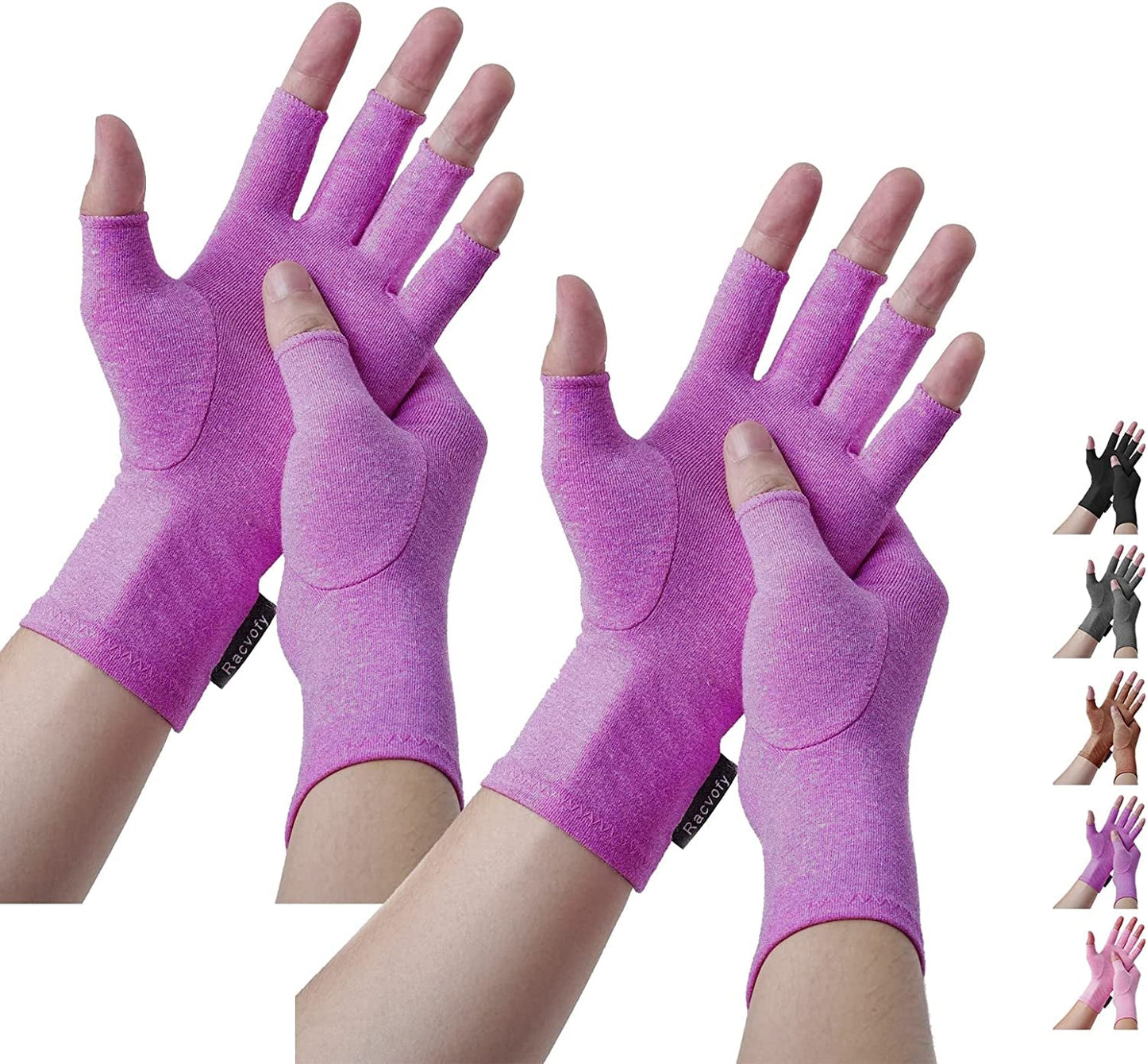 Racvofy Arthritis Gloves, Fingerless Gloves, Relieve Muscle Pain, Comfortable Fit Compression Gloves for Arthritis, Rheumatiod, Tendonitis, Carpal Tunnel Pain, Computer Typing, Dailywork (Grey, S)