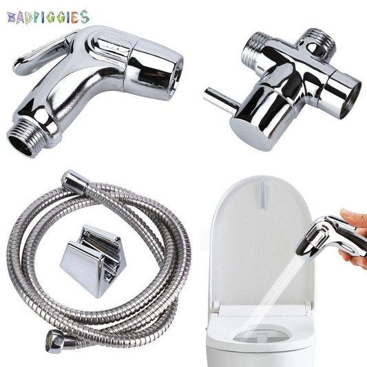 Badpiggies Stainless Steel Hand Held Bidet Toilet Sprayer Kit Diaper Washer Portable Shower Sprayer for Bathroom