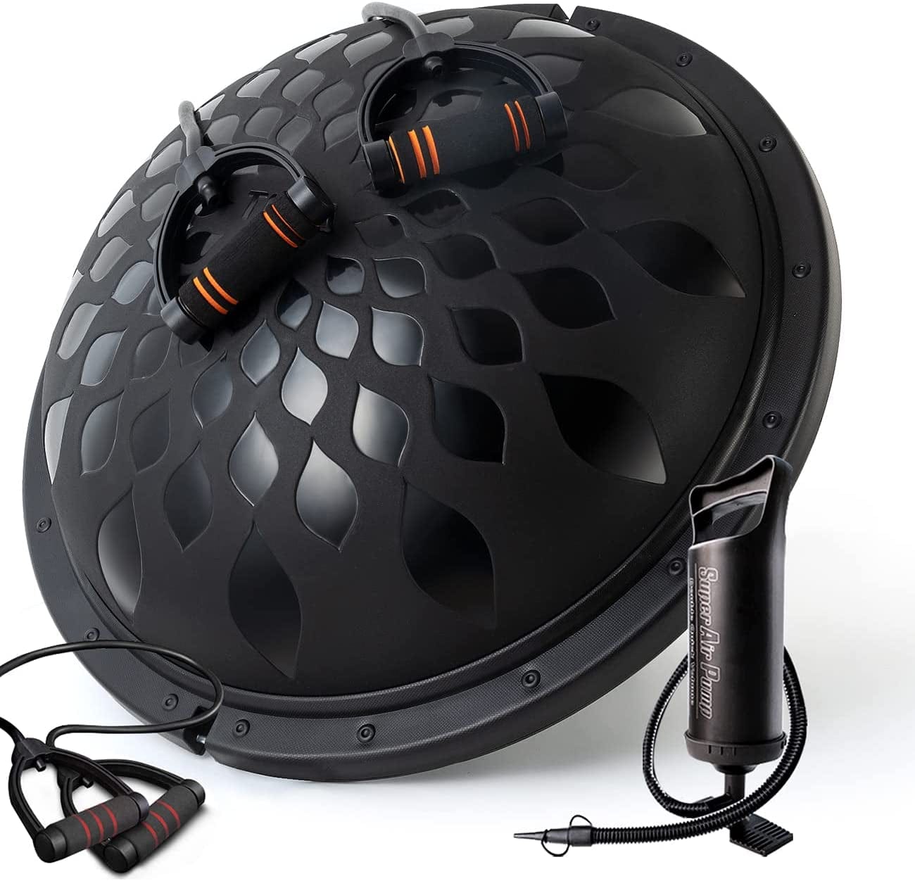 Balance Ball - Balance Trainer Exercise Ball Half Yoga Ball with a Hand Pump and Two Pairs Resistance Bands, Stability Workout Balls Home Fitness Equipment for Strength Exercise & Gym