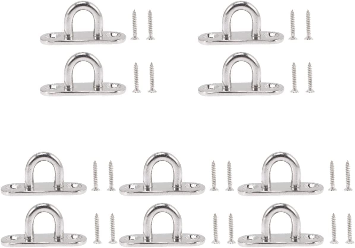 Baluue 4Sets Gym Swing Stainless Hooks Hammock Indoor Screws Eye Outdoor with Wall Bracket Screw Duty Steel Mount for Heavy Ceiling Hanging Hardware Suspension Anchor Chair Metal Strap