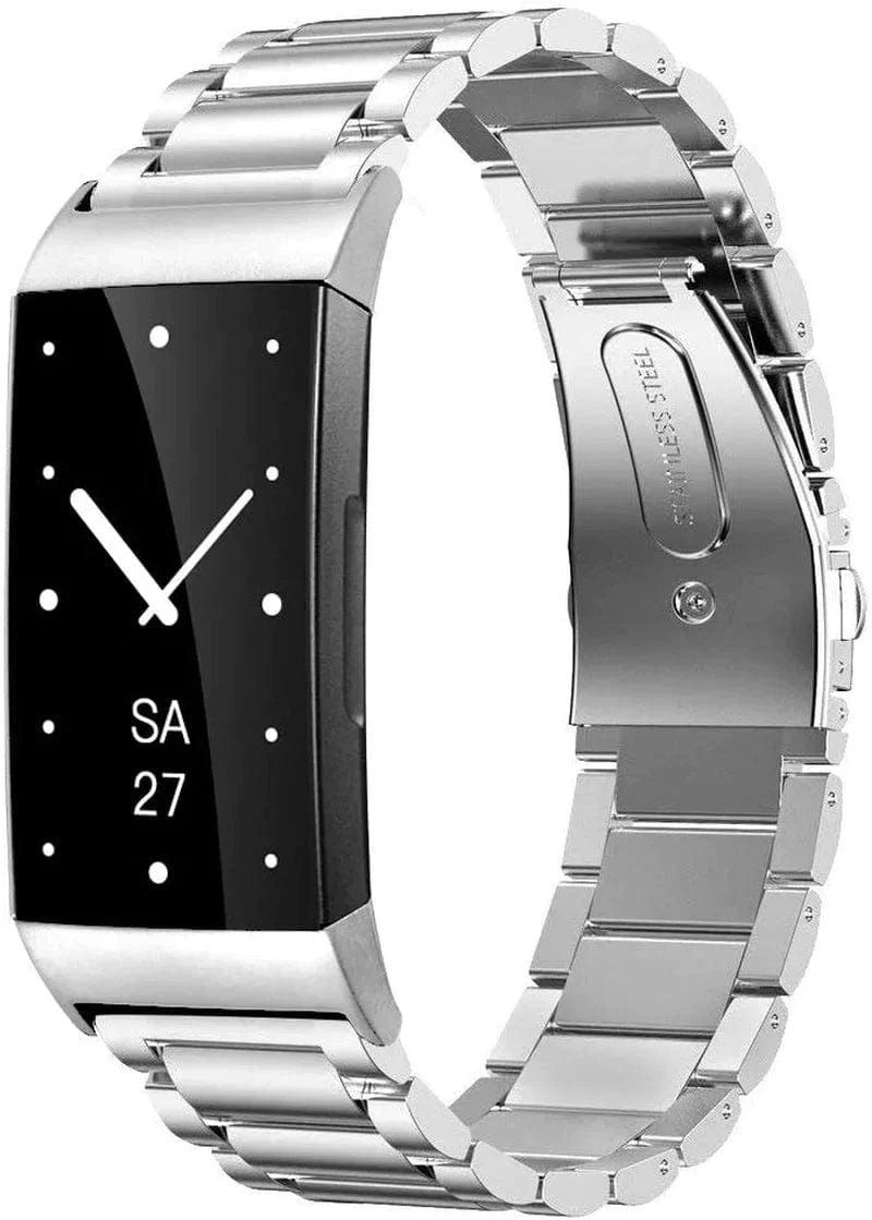 Banband Compatible with Fitbit Charge 3 / Charge 4 Bands, Stainless Steel Metal Wristband Replacement Bracelet Strap Accessories for Fitbit Charge 3 SE Fitness Tracker