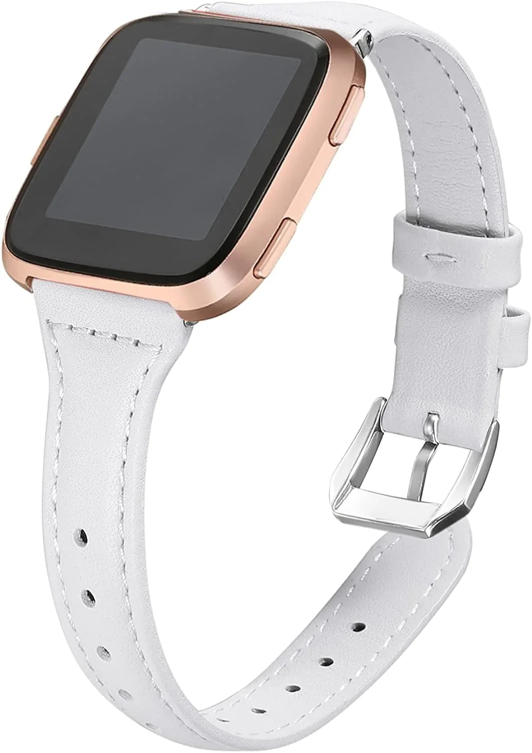 Bayite Bands Compatible with Fitbit Versa 2 / Fitbit Versa Lite/Fitbit Versa, Slim Genuine Leather Band Replacement Accessories Strap Women