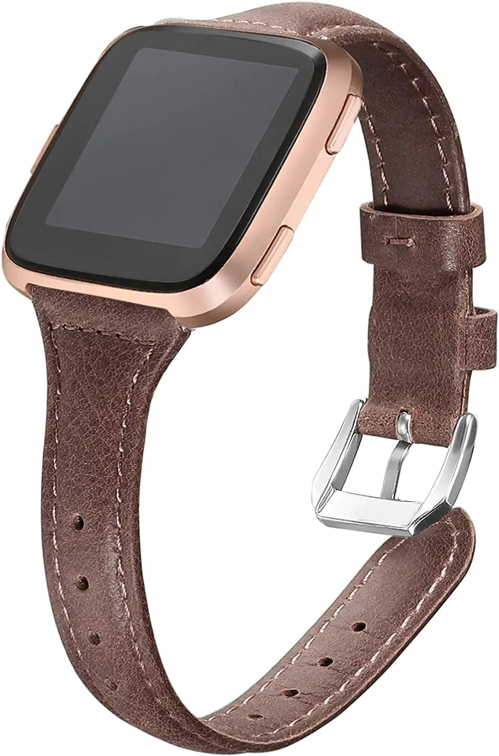 Bayite Bands Compatible with Fitbit Versa 2 / Fitbit Versa Lite/Fitbit Versa, Slim Genuine Leather Band Replacement Accessories Strap Women