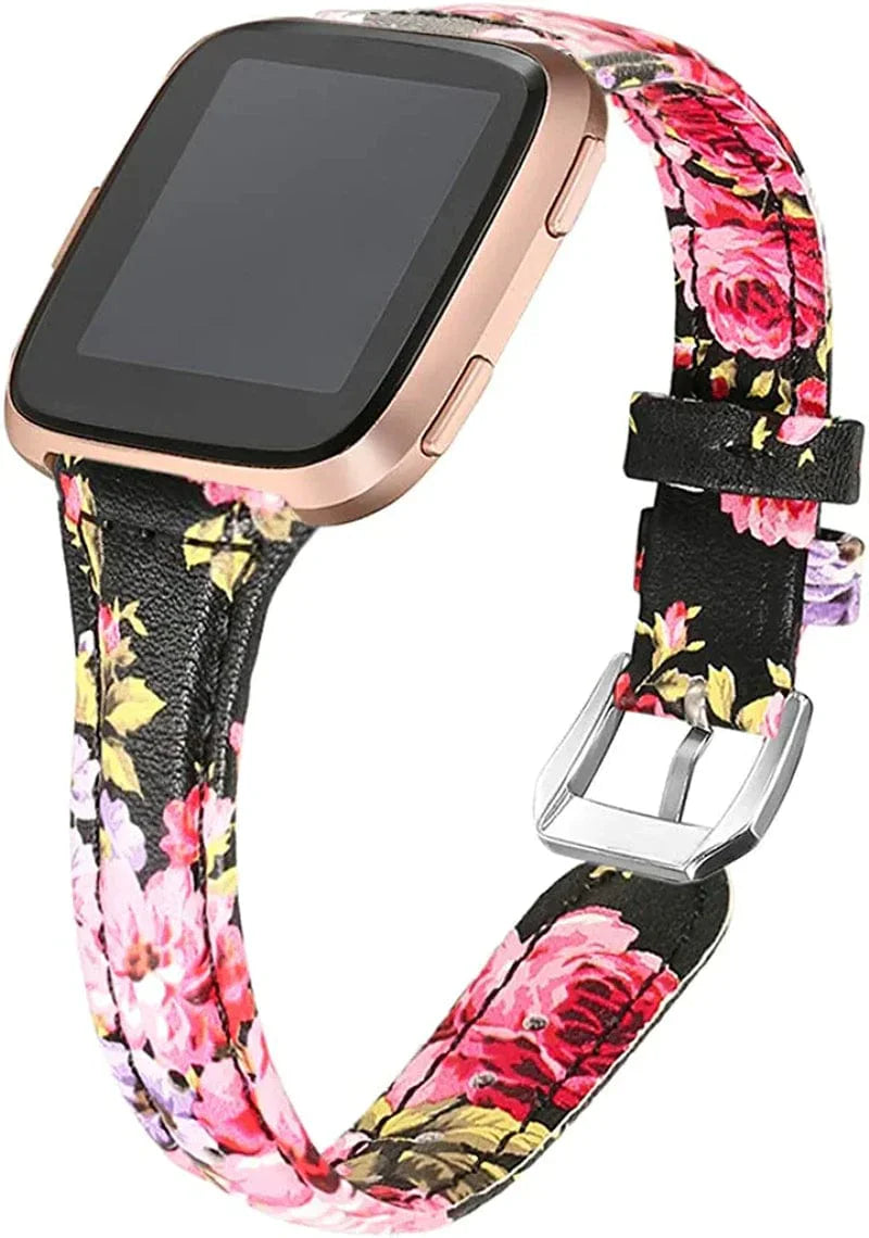 Bayite Bands Compatible with Fitbit Versa 2 / Fitbit Versa Lite/Fitbit Versa, Slim Genuine Leather Band Replacement Accessories Strap Women