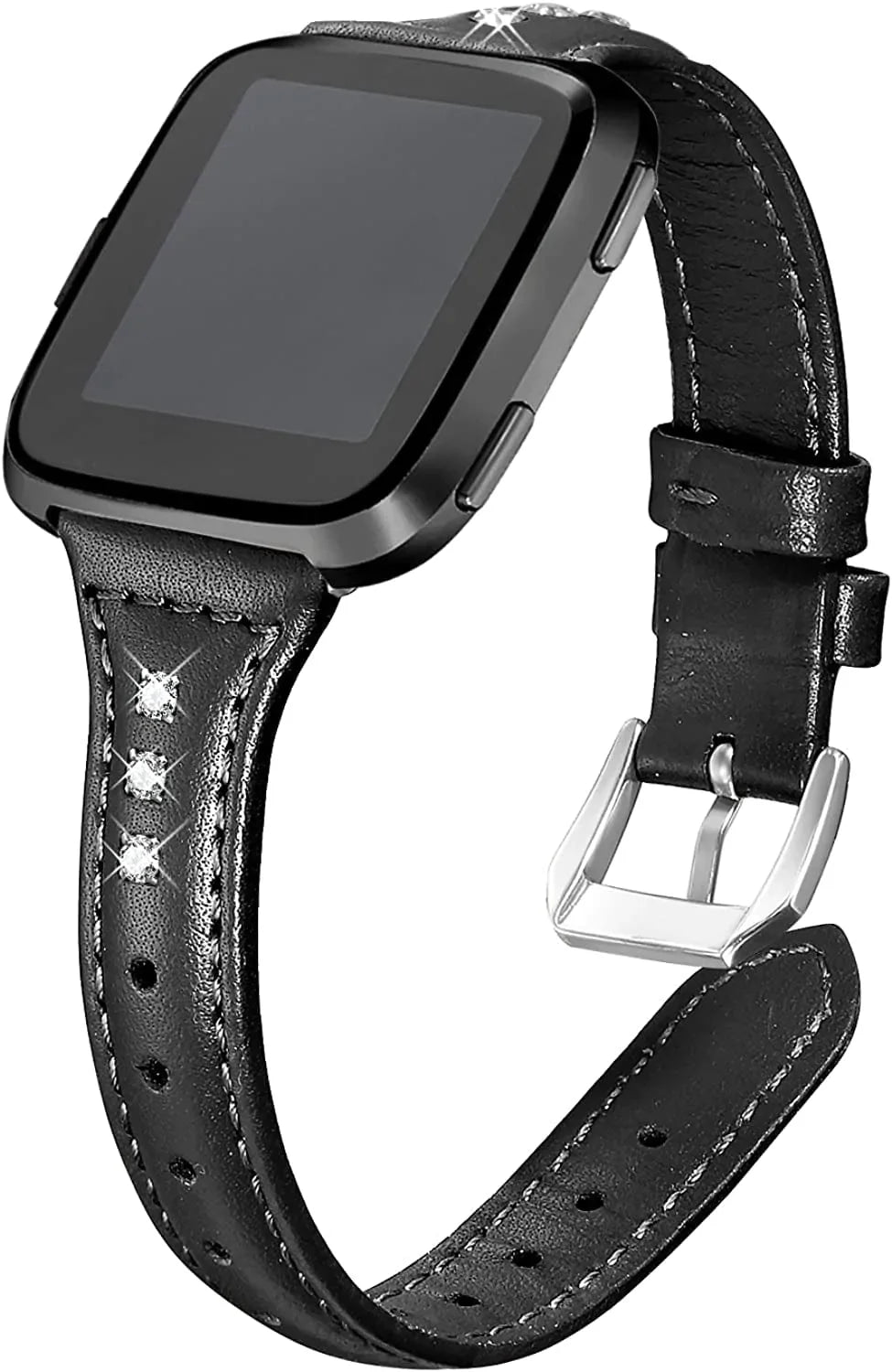 Bayite Bands Compatible with Fitbit Versa 2 / Fitbit Versa Lite/Fitbit Versa, Slim Genuine Leather Band Replacement Accessories Strap Women