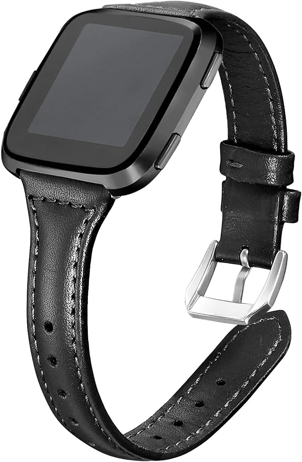 Bayite Bands Compatible with Fitbit Versa 2 / Fitbit Versa Lite/Fitbit Versa, Slim Genuine Leather Band Replacement Accessories Strap Women