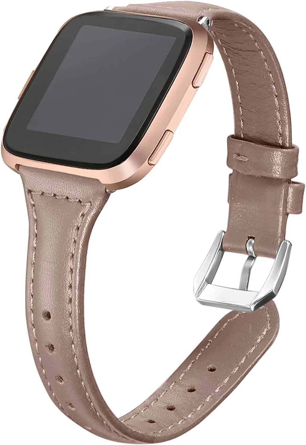 Bayite Bands Compatible with Fitbit Versa 2 / Fitbit Versa Lite/Fitbit Versa, Slim Genuine Leather Band Replacement Accessories Strap Women