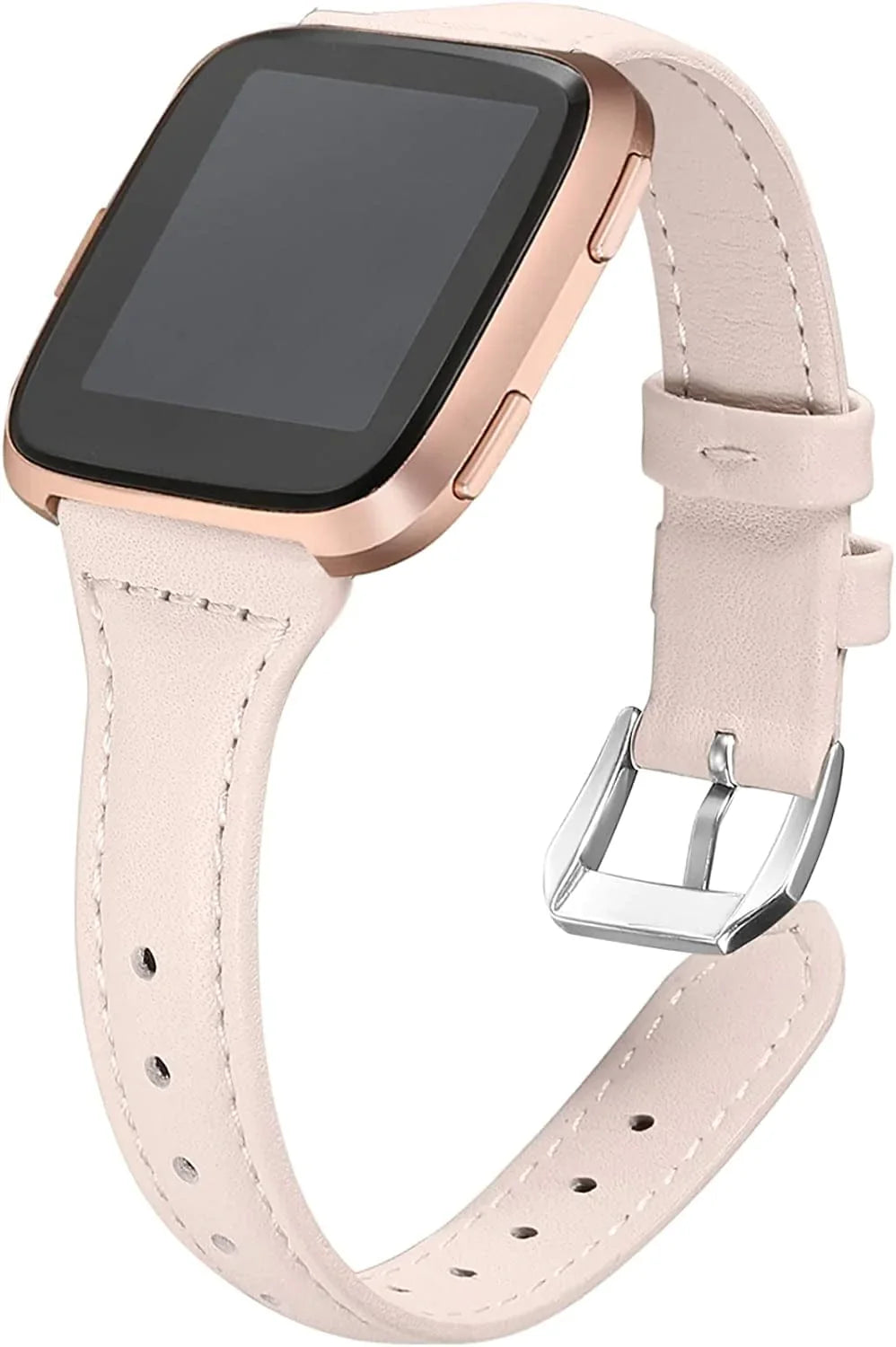 Bayite Bands Compatible with Fitbit Versa 2 / Fitbit Versa Lite/Fitbit Versa, Slim Genuine Leather Band Replacement Accessories Strap Women