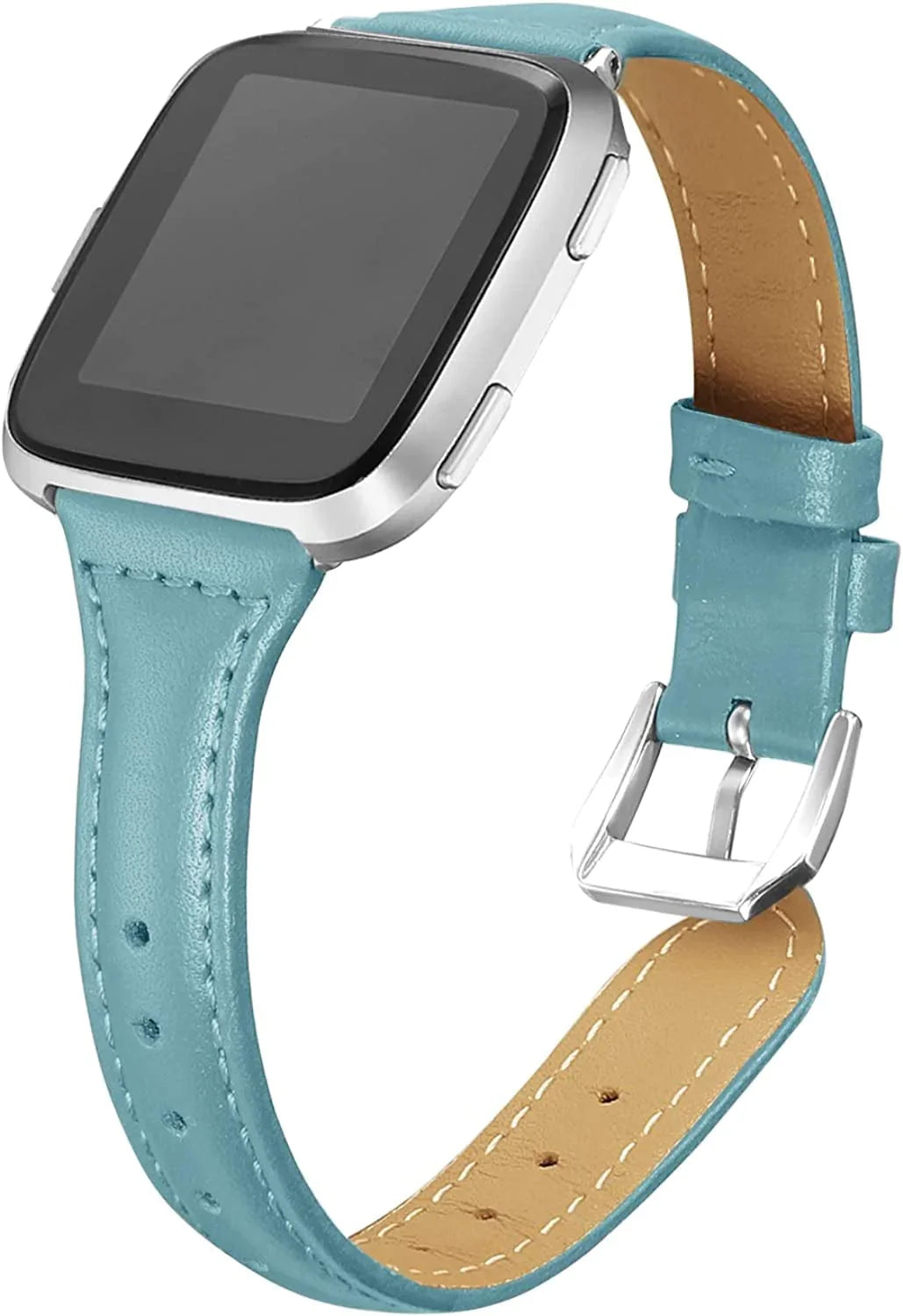 Bayite Bands Compatible with Fitbit Versa 2 / Fitbit Versa Lite/Fitbit Versa, Slim Genuine Leather Band Replacement Accessories Strap Women
