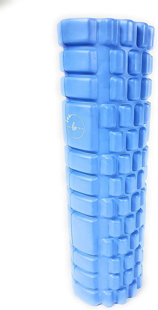 BE Hollow Grid Foam Roller 17.5” Exercise and Fitness Medium Density for Deep Muscle Tissue Massage Recovery, Physical Therapy and Myofascial Trigger Point Release Copy-Blue