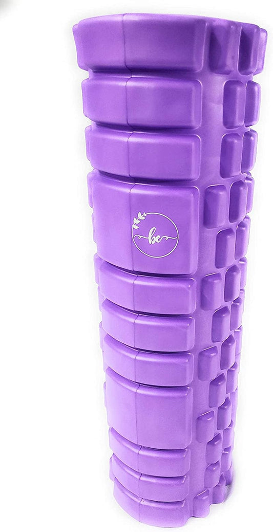 BE Hollow Grid Foam Roller 17.5” Exercise and Fitness Medium Density for Deep Muscle Tissue Massage Recovery, Physical Therapy and Myofascial Trigger Point Release- Purple