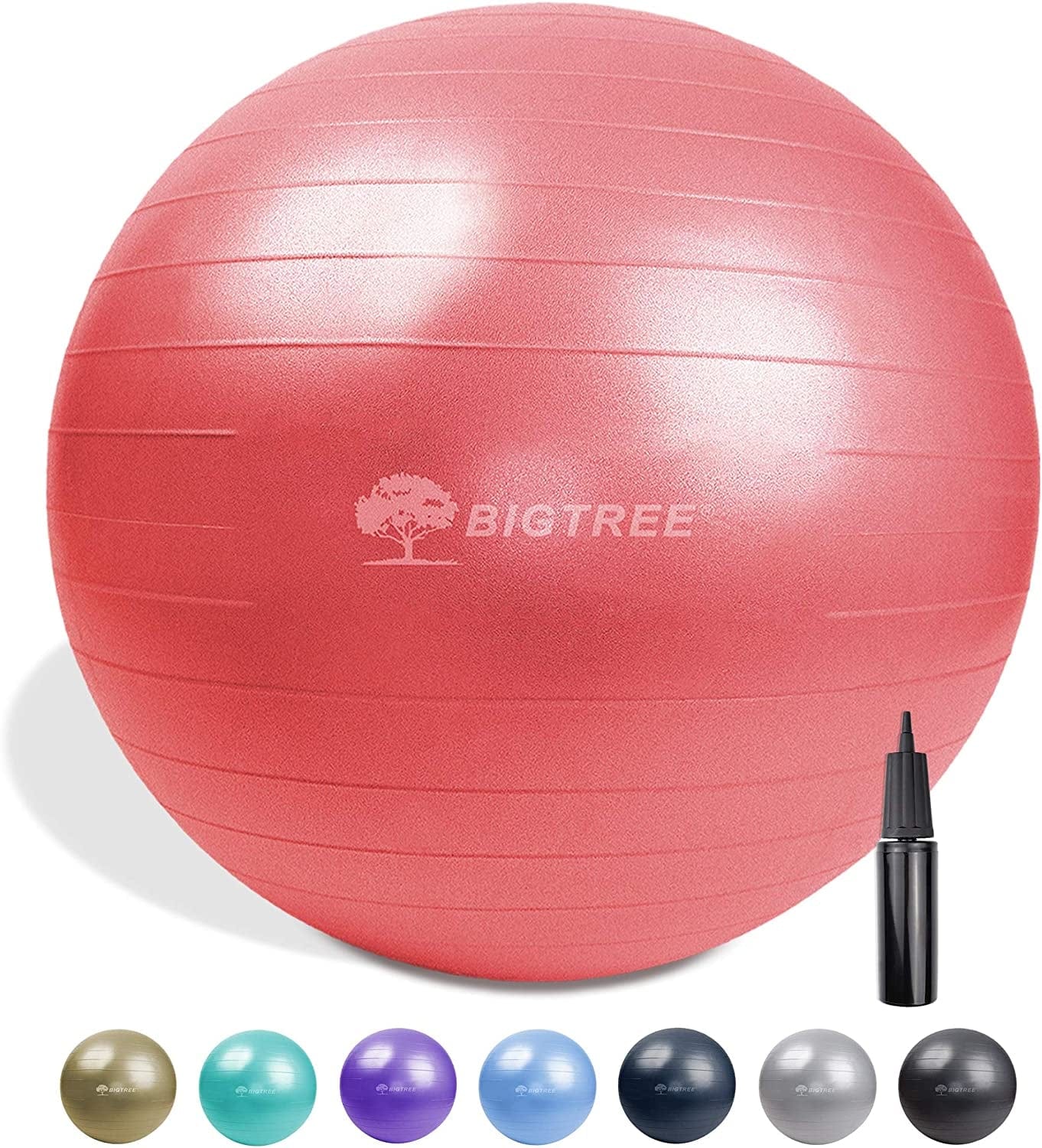 BIGTREE Yoga Ball 2022 Upgrade Exercise Fitness Core Stability Balance Strength 600 Lbs Capacity Anti-Burst Heavy Duty Prenatal Birthing Yogaball for Office Home Gym