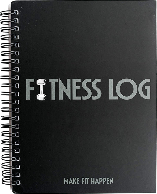 Black Fitness Journal Workout Book - Fitness Planner - Daily Log Planner - Workout Log Book for Weight Loss, Lifting, WOD for Men & Women to Track Goals & Muscle Gain -Workout Accessories