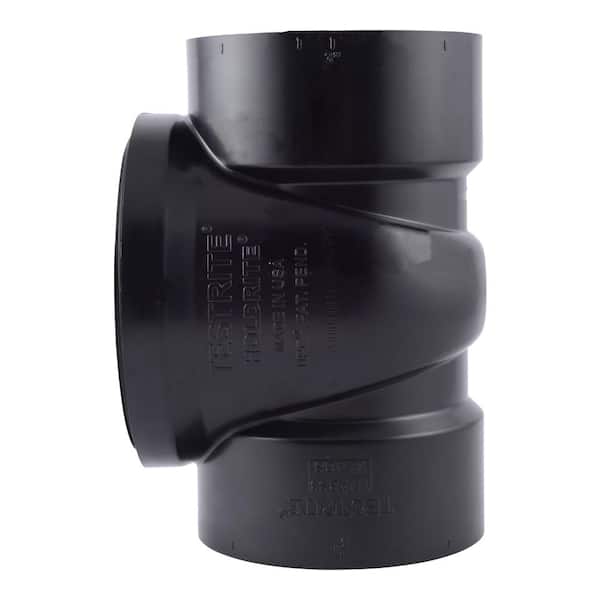 Tee Fitting TestRite 3 in. Test/Cleanout With Plug ABS Plastic Resists Corrosion