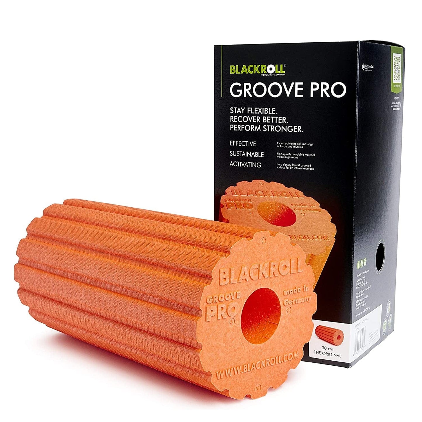 Blackroll Groove Pro Hard Foam Roller - Orange 12X6 - for Intense Workout at Gym or Home