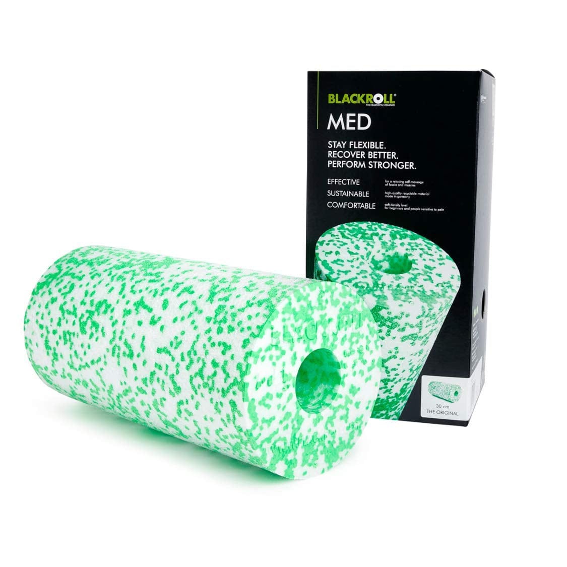 BLACKROLL Med Massage Foam Roller, 12" X 6", White/Green