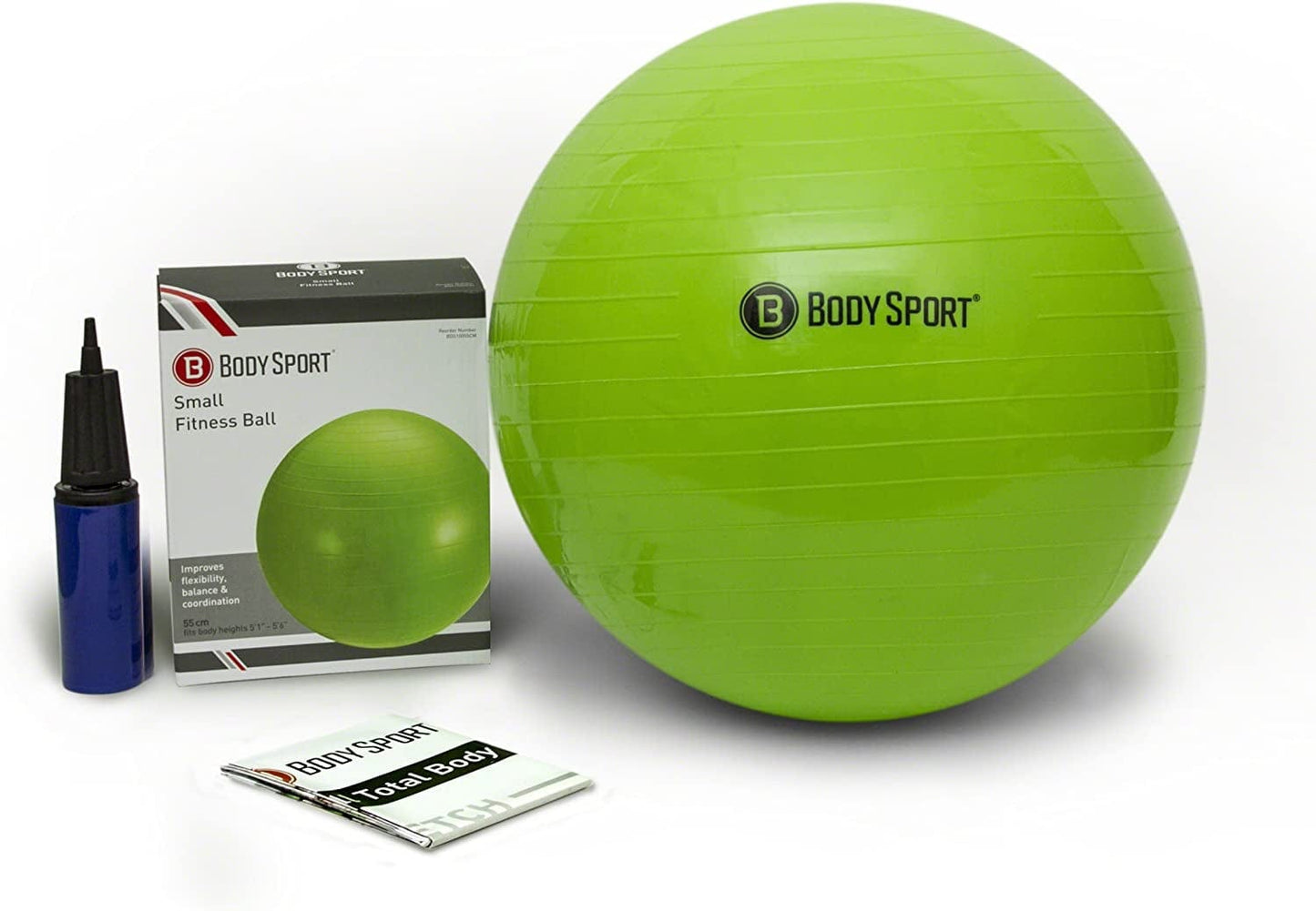 Body Sport Exercise Ball with Pump for Home, Gym, Balance, Stability, Pilates, Core Strength, Stretching, Yoga, Fitness Facilities, Desk Chairs