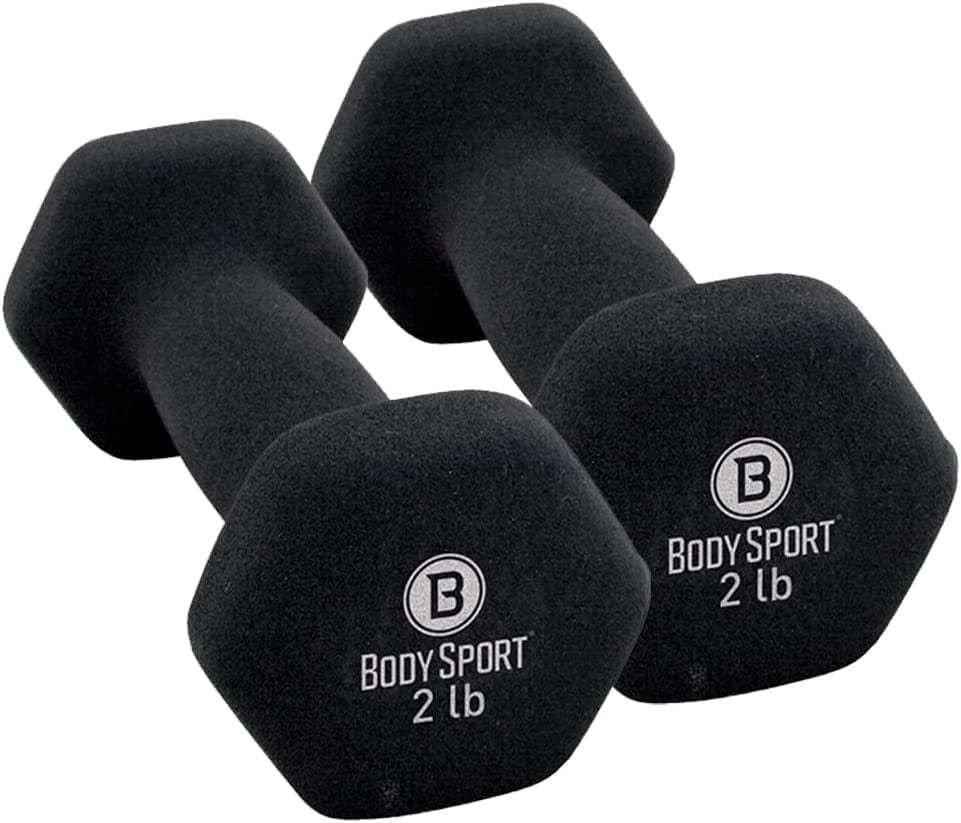 Body Sport Neoprene Dumbbell – Dumbbells for Exercises – Strength Training Equipment – Neoprene Dumbbells – Home Gym Accessories – Weight Training – Pair