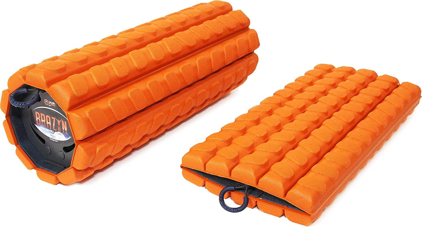Brazyn Morph Foam Roller (Bravo-Sage): Collapsible Travel Foam Roller for Back Pain Relief, Workout Muscle Recovery, Back Massager, Deep Tissue Leg Massage, Back Cracker, Stretcher; Small, Portable