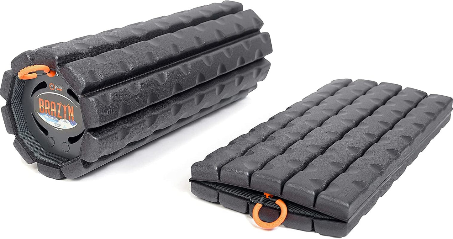 Brazyn Morph Foam Roller (Bravo-Sage): Collapsible Travel Foam Roller for Back Pain Relief, Workout Muscle Recovery, Back Massager, Deep Tissue Leg Massage, Back Cracker, Stretcher; Small, Portable