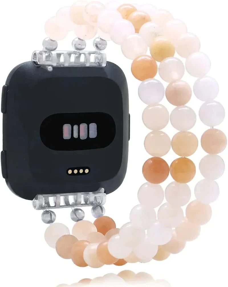 C&L Accessories Replacement Bands Compatible with Fitbit Versa 2 Bands Versa Bands/Versa Lite Bands, Unique Handmade Beaded Hematite Bracelet Band for Women (Rainbow Color)