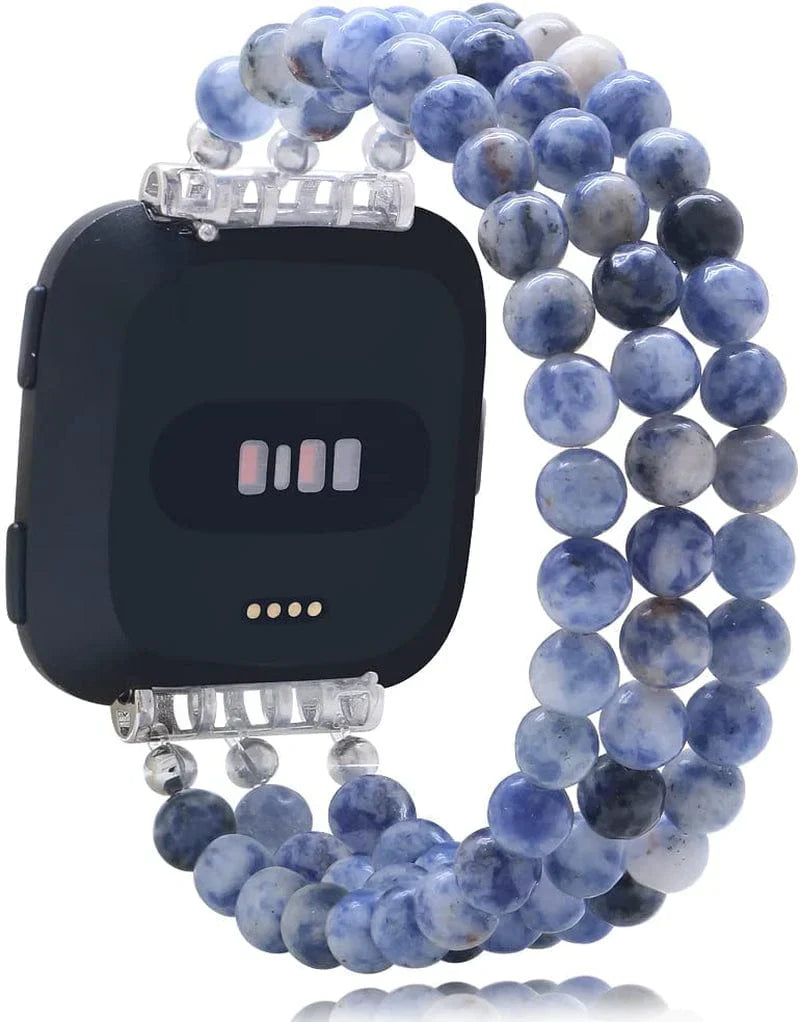 C&L Accessories Replacement Bands Compatible with Fitbit Versa 2 Bands Versa Bands/Versa Lite Bands, Unique Handmade Beaded Hematite Bracelet Band for Women (Rainbow Color)