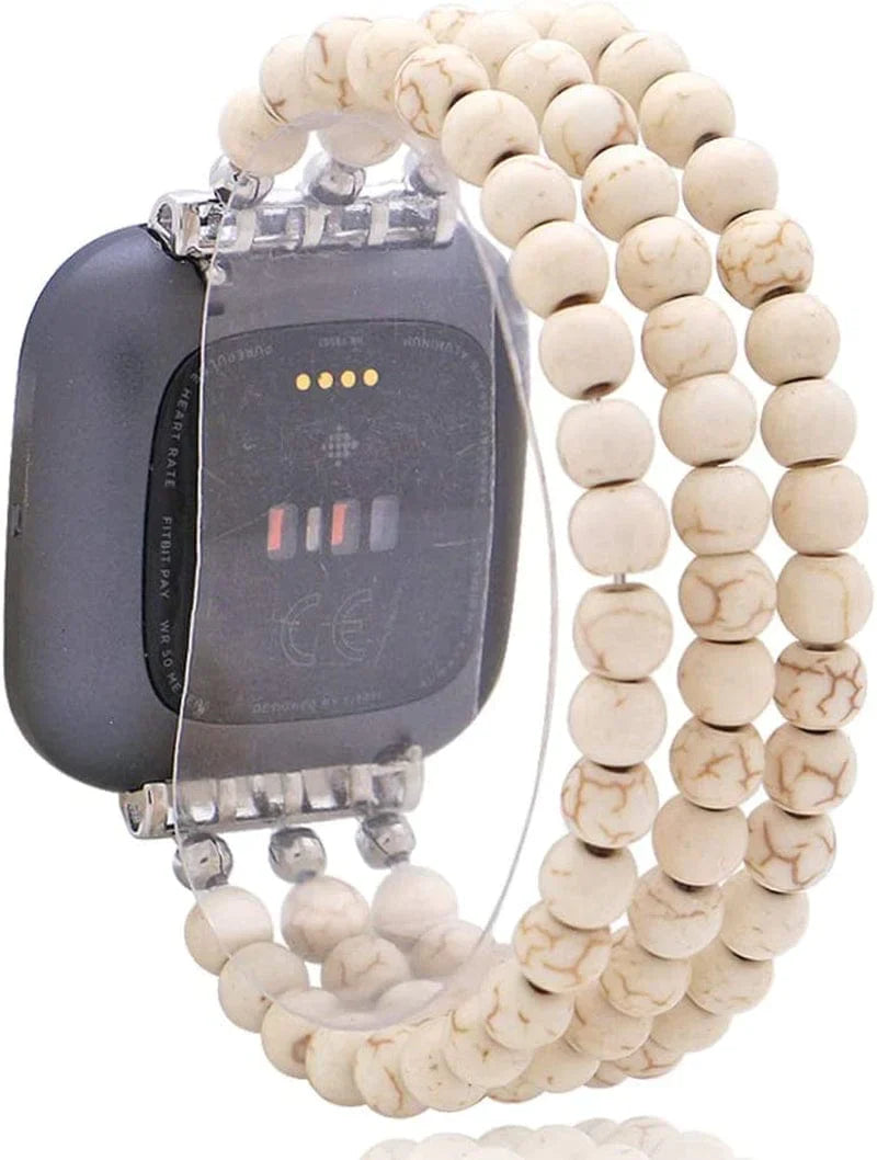 C&L Accessories Replacement Bands Compatible with Fitbit Versa 2 Bands Versa Bands/Versa Lite Bands, Unique Handmade Beaded Hematite Bracelet Band for Women (Rainbow Color)