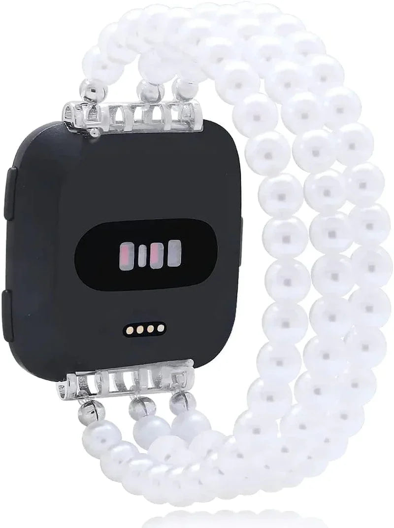 C&L Accessories Replacement Bands Compatible with Fitbit Versa 2 Bands Versa Bands/Versa Lite Bands, Unique Handmade Beaded Hematite Bracelet Band for Women (Rainbow Color)